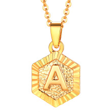 Edelstahl Gold Halskette mit Buchstaben Anhänger Halskette